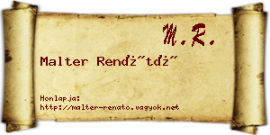 Malter Renátó névjegykártya
